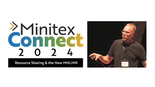 The Minitex Connect logo and a photo of Sebastian Hammer