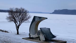  "The Wave" sculpture on the shore of Lake Pepin, Lake City, Minnesota