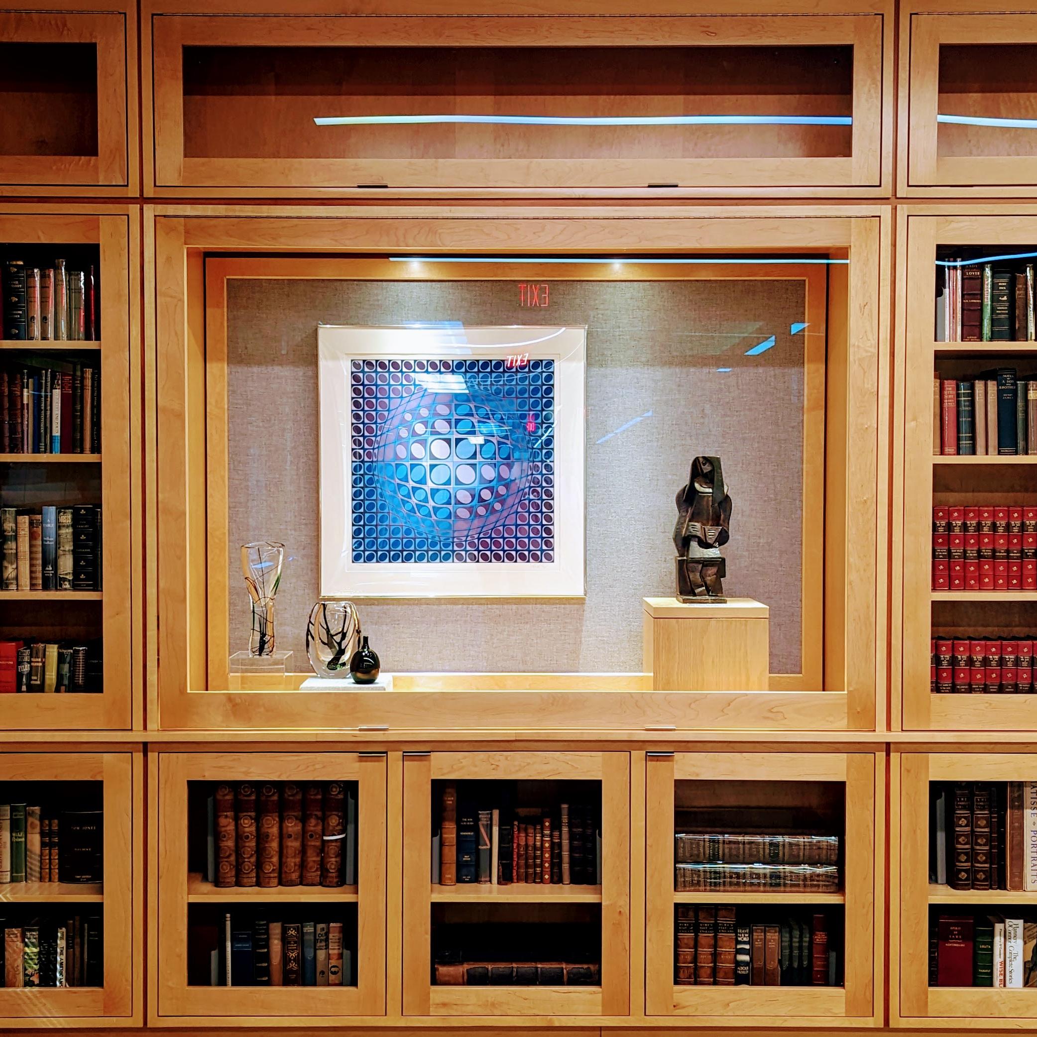 A photograph of the rare book collection at Carleton College's Gould Library.