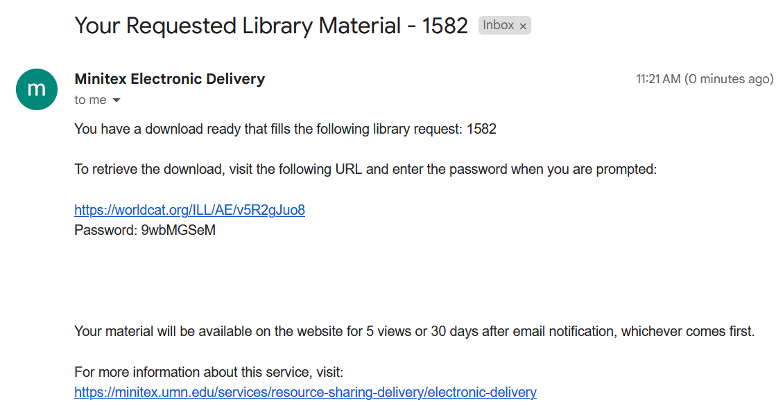 Sample MEDD notification email.