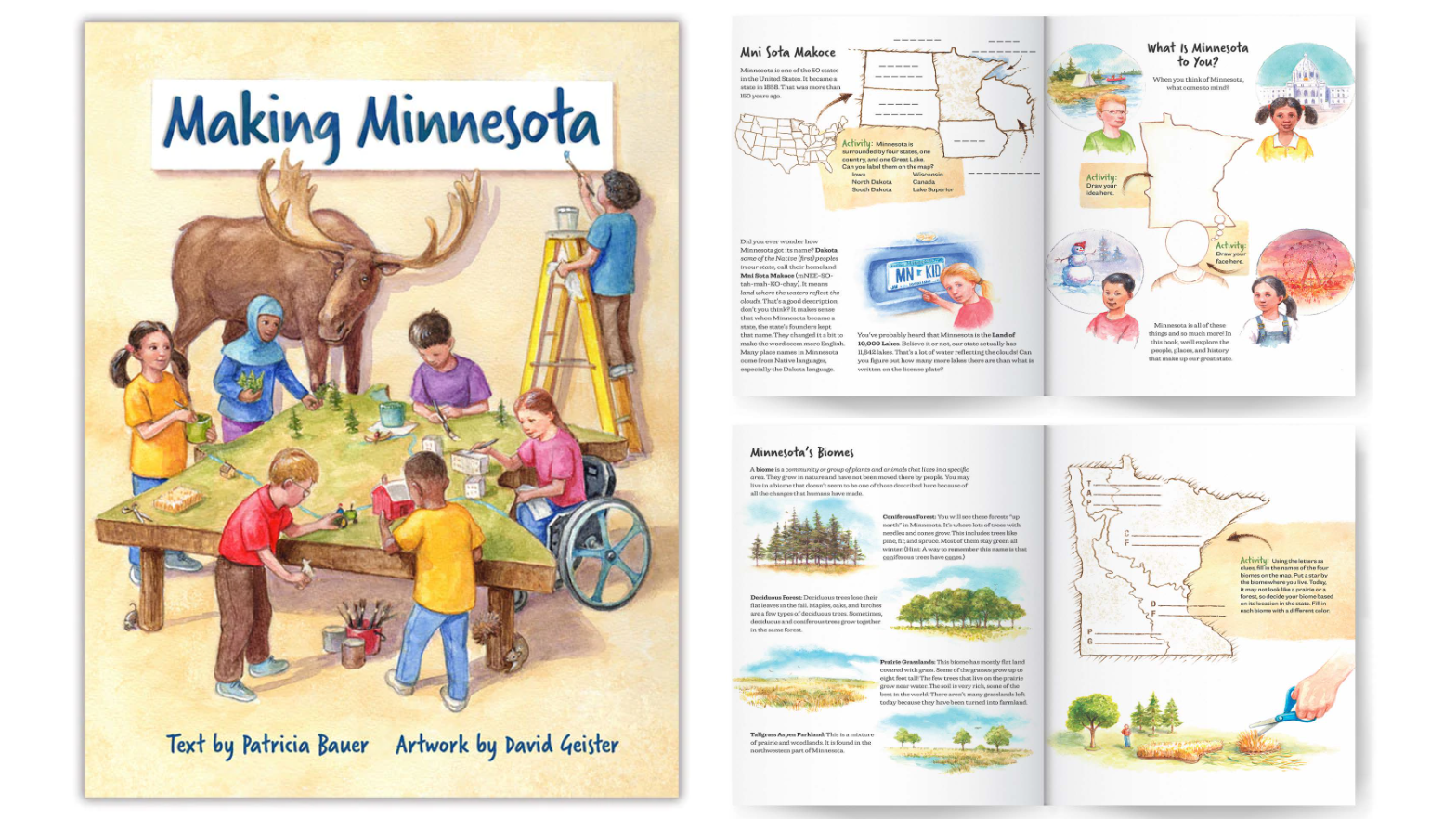 The cover and two interior spread from "Making Minnesota."