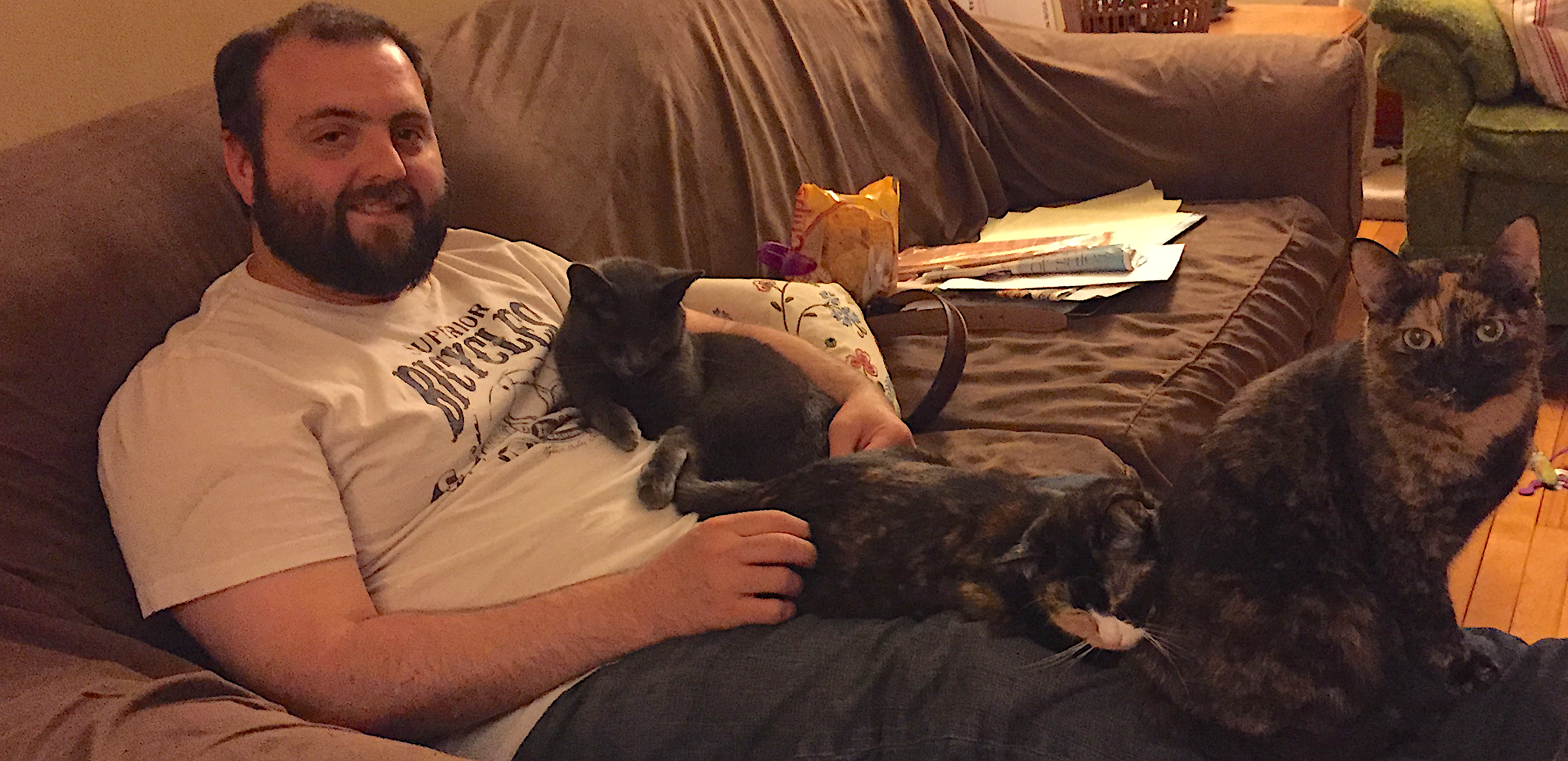 picture of greg with his cats