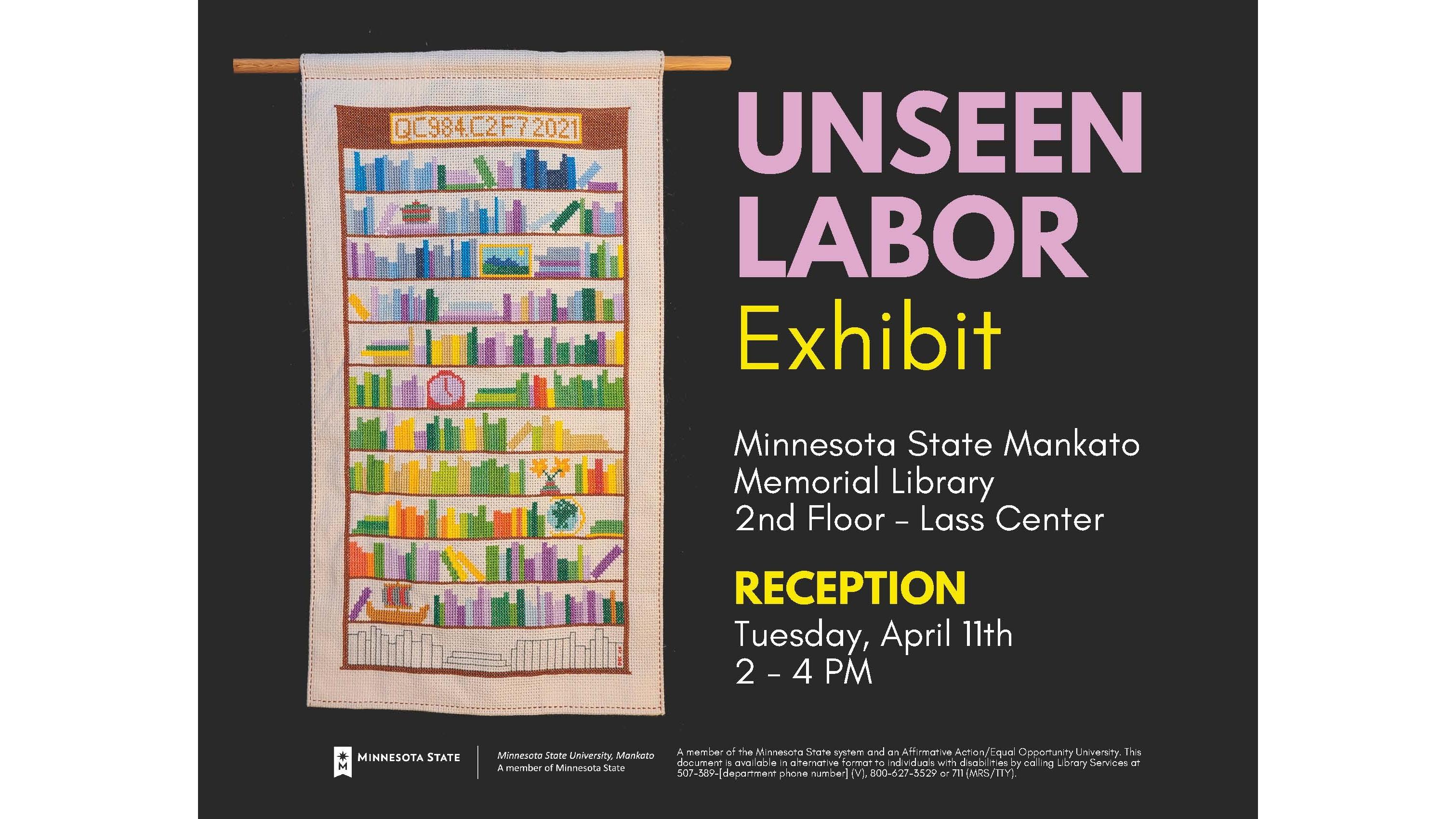 A flyer with program information for the Unseen Labor exhibit.