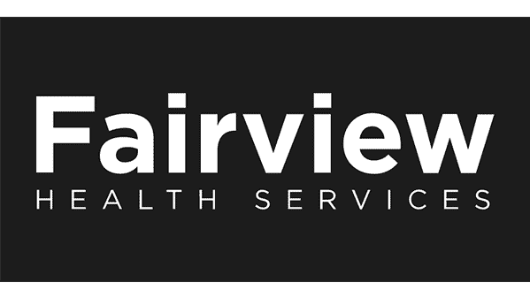 The words "Fairview Health Services" on a black background.