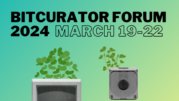 Bit Curator Forum 2024, March 19-22 flier with old computer and leaves sprouting
