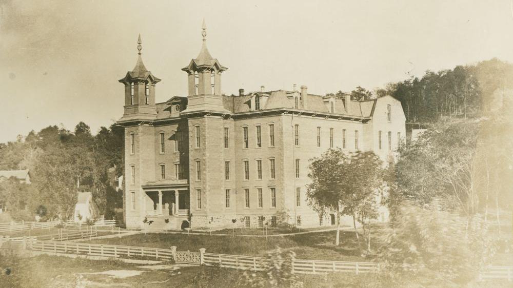 Old Main at Mankato State Normal School, Mankato, Minnesota around 1875