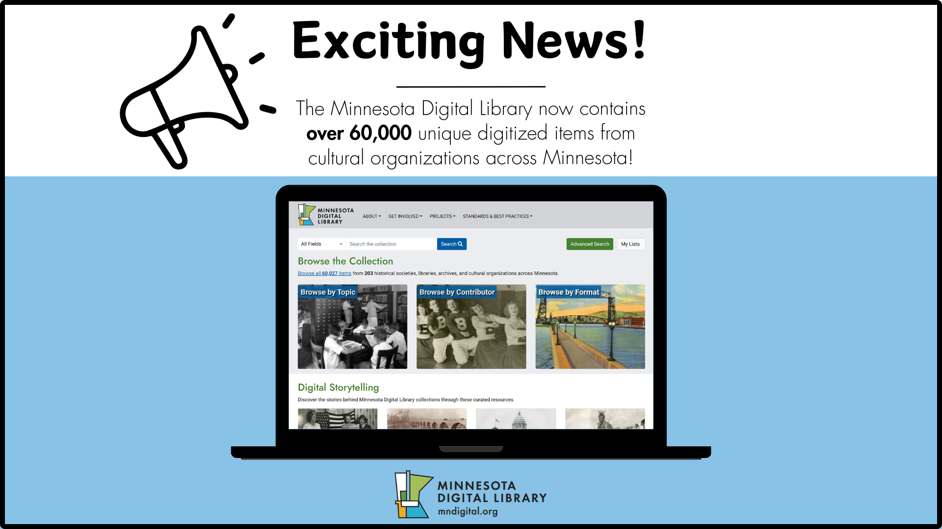 MDL announcement of 60,000 digitized items on website