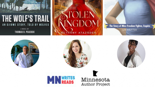 Images of the three winning book covers and authors for the 2020 Minnesota Author Project.