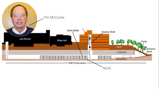 Blueprint image of MLAC with photo of Tim McCluske