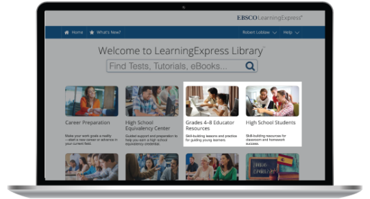 Image of LearningExpress Library database homepage