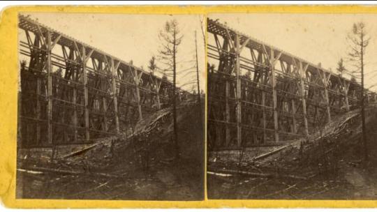 Railroad trestle at Dalles of St. Louis River, Duluth, Minnesota