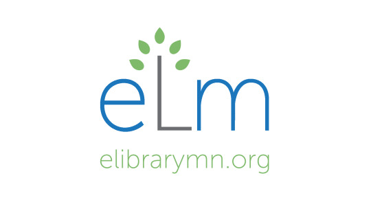 The eLibrary Minnesota wordmark, featuring green, blue and gray text.