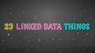 The logo for 23 Linked Data Things, written in a yellow, pink, and blue neon font.
