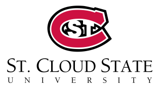 The logo and wordmark of St. Cloud State University, featuring a large, red, 'C' inset with 'ST' in white above the words "St. Cloud State University."