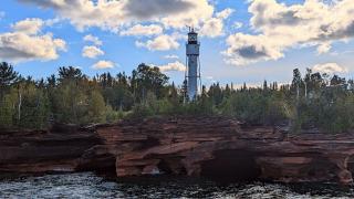 A photograph of the lighthouse on Devil's Island, in Lake Superior's Apostle Islands.