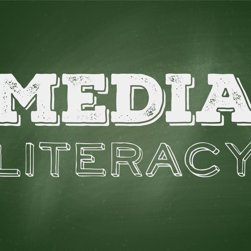 Green background with words Media Literacy