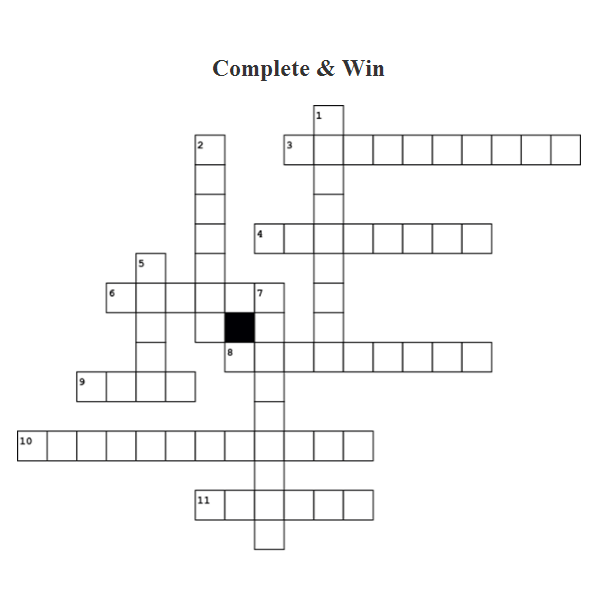 A crossword puzzle titled "Complete & Win"