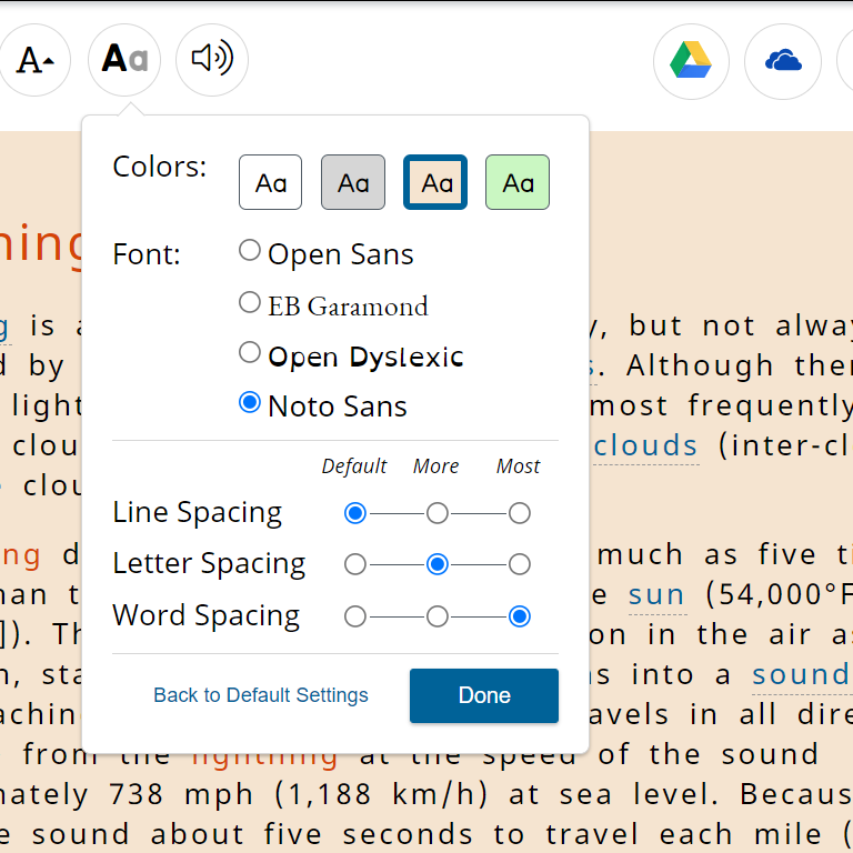 Adjust background colors, fonts, and spacing in Gale In Context.