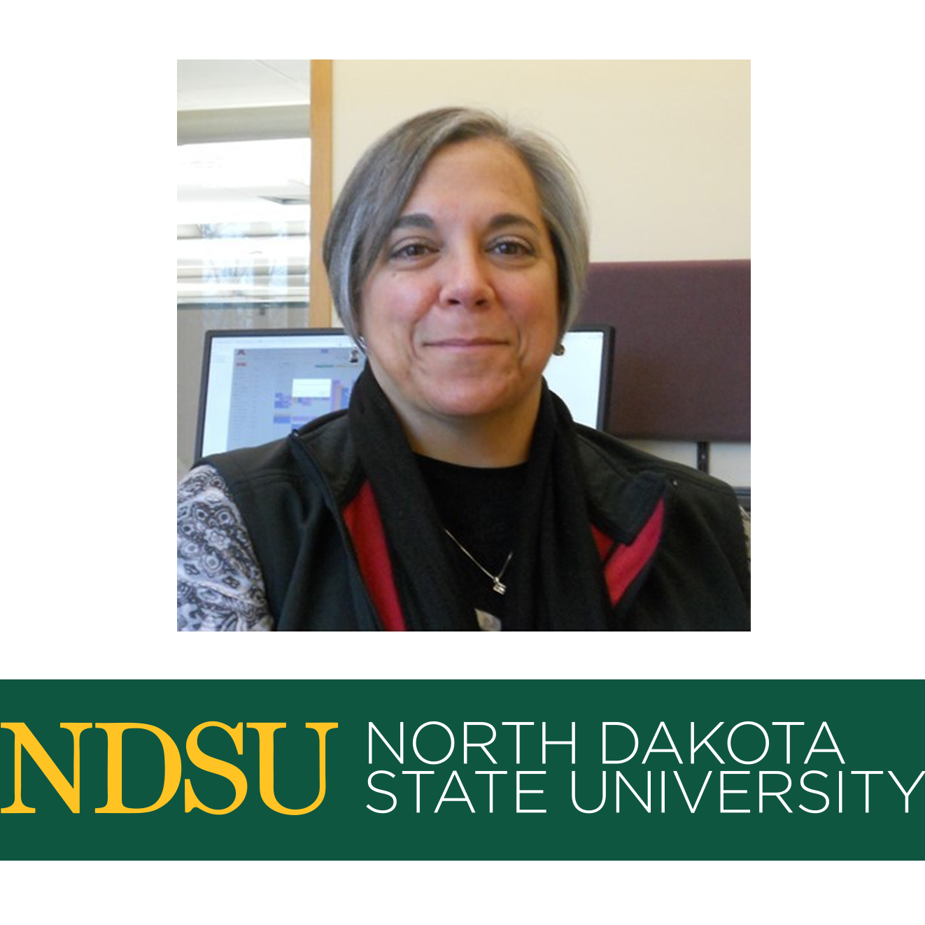 A photo of Jolie Graybill above the North Dakota State University logo.
