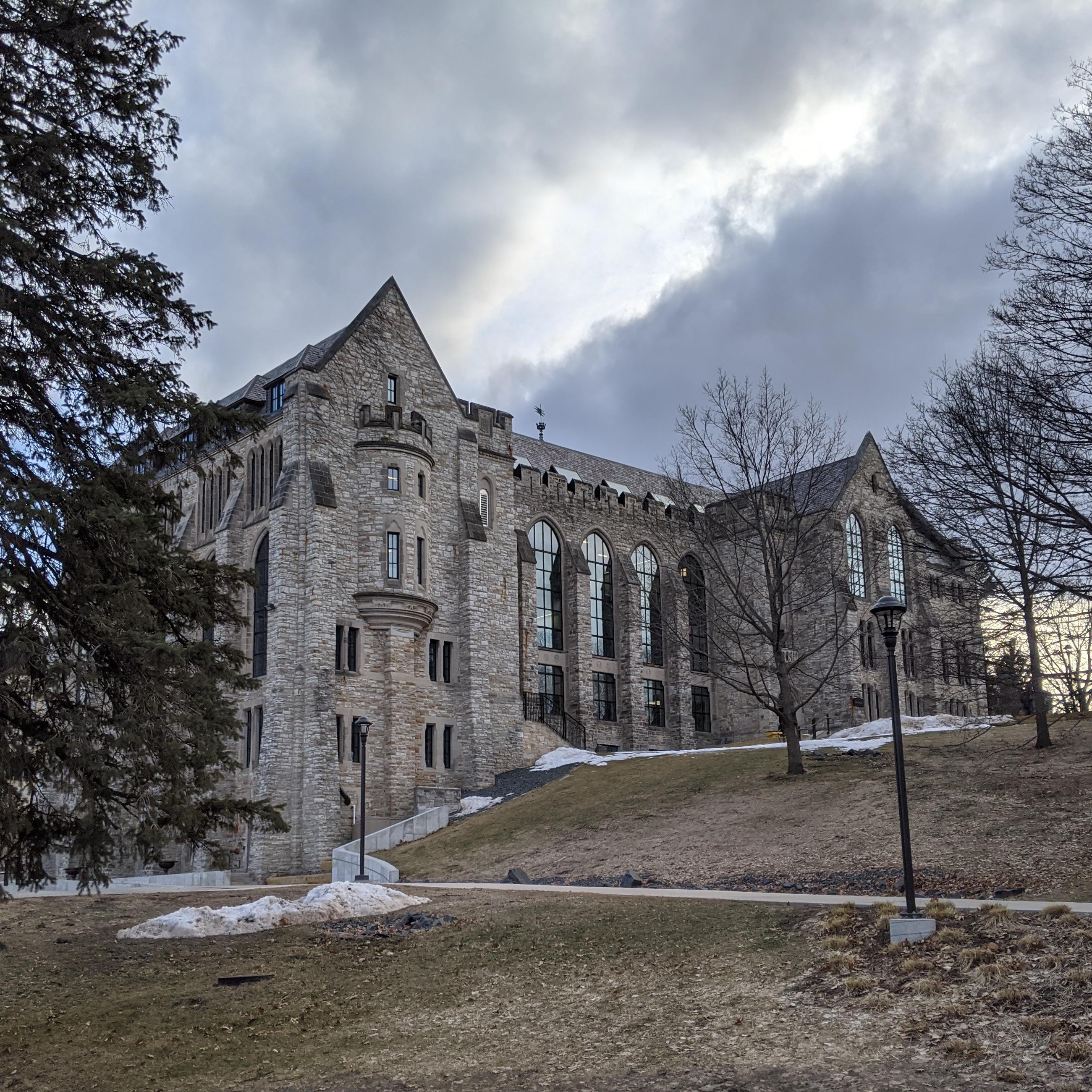 A photograph of Holland Hall on the campus of Saint Olaf College.