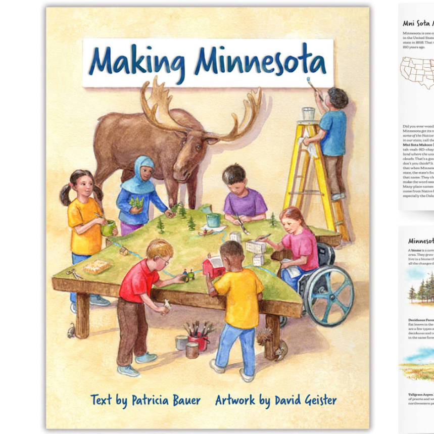 The cover and two interior spread from "Making Minnesota."