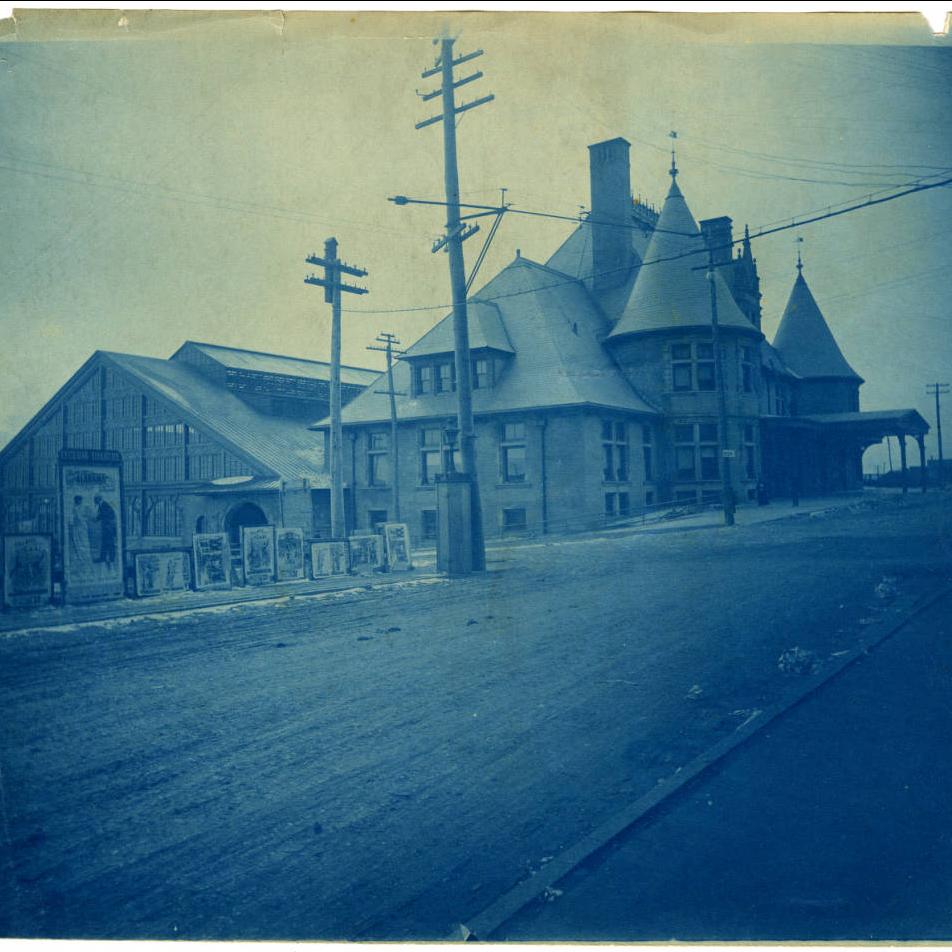 Cyanotype of Union Depot building in Duluth