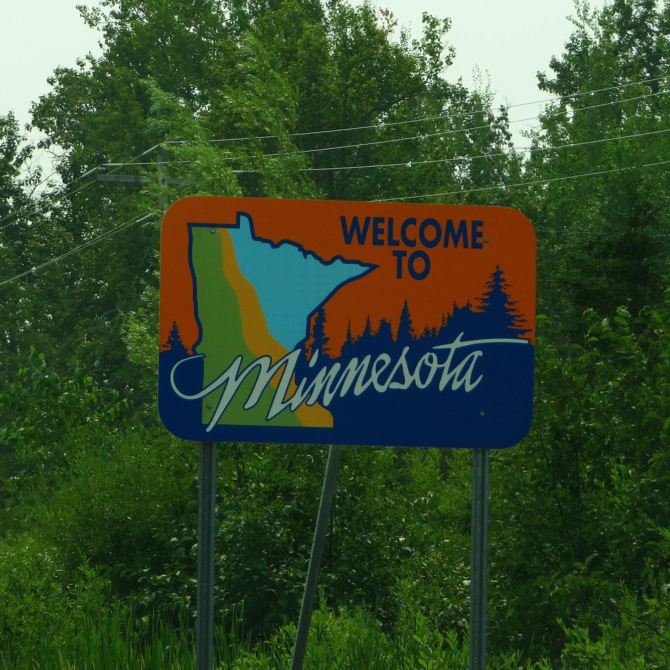 Welcome to Minnesota sign in northern Minnesota