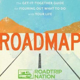 Roadmap book cover with mountains in the background and a road in the foreground