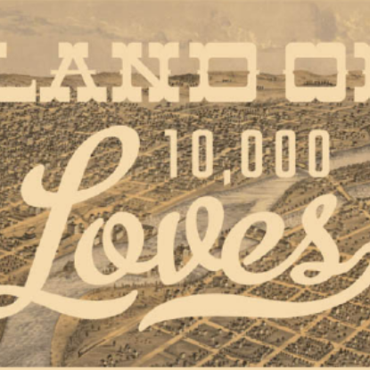 The front cover of Land of 10,000 Loves.